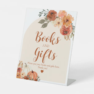 Boho Fall A Little Pumpkin Autumn Books and Gifts Pedestal Sign