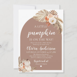 Boho Fall A Little Pumpkin Baby Shower Invitation