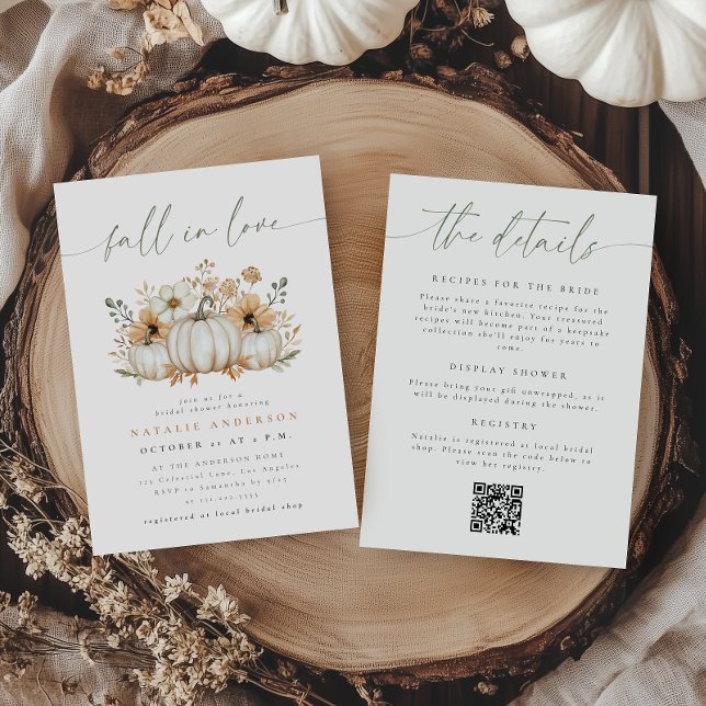 Boho Fall All in One QR Code Bridal Shower Invitation (Creator Uploaded)