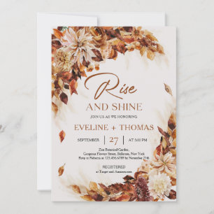 Boho fall and autumn flowers rusty rise and shine  invitation