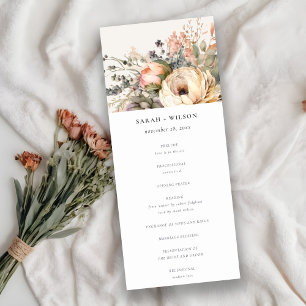 Boho Fall Autumn Floral Bunch Wedding Program