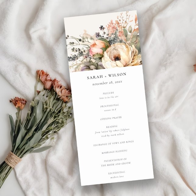 Boho Fall Autumn Floral Bunch Wedding Program (Creator Uploaded)