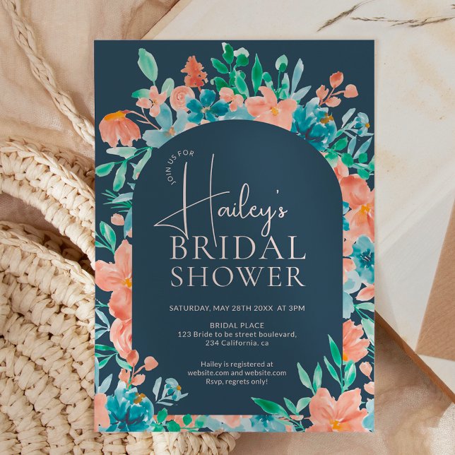 Boho fall autumn floral watercolor bridal shower invitation (Creator Uploaded)
