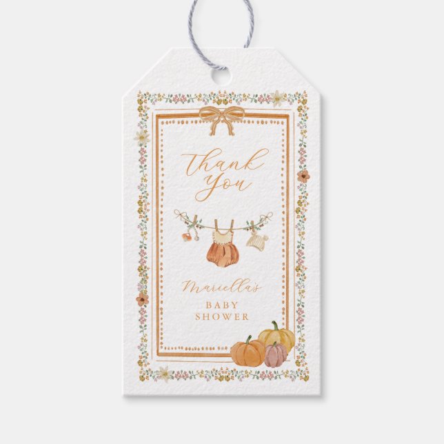 Boho Fall Baby Shower Favour Gift Tag (Front)