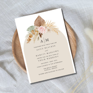Boho Fall Bohemian Floral Wedding Invitation