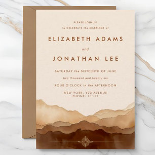 Boho Fall Colours Minimalist Ombre Wedding Invitation