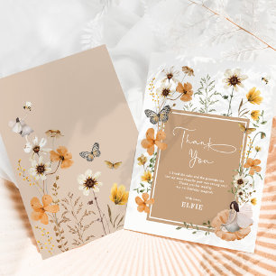 Boho Fall Fairy Wildflower Garden Girl Birthday Thank You Card