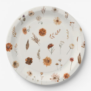 Boho Fall Floral Baby Shower  Paper Plate