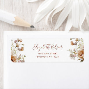 Boho Fall Floral Baby Shower Return Address  Label