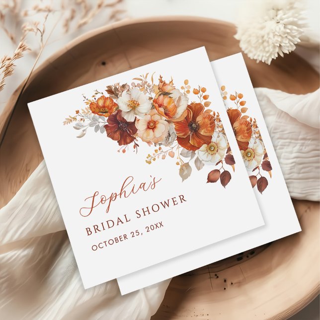 Boho Fall Floral Bridal Shower Napkin (Creator Uploaded)