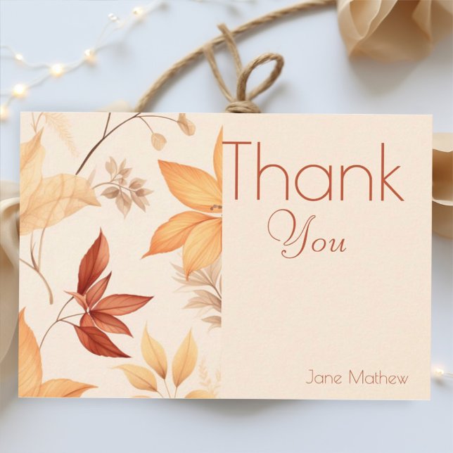   Boho fall floral  bridal shower   Thank You Card (Creator Uploaded)