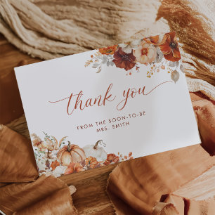 Boho Fall Floral Bridal Shower Thank You Card