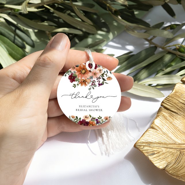 Boho Fall Floral Bridal Shower Thank You Favour Tags (Creator Uploaded)