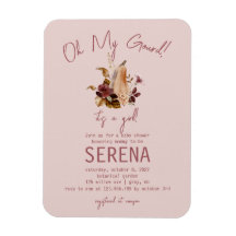 Boho Fall Floral Girl Baby Shower Photo Magnet