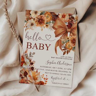 Boho Fall Floral Hello Baby Baby Shower Party Invitation