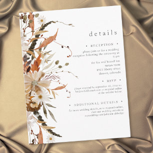 Boho Fall Floral Neutral Rustic Wedding Details Enclosure Card