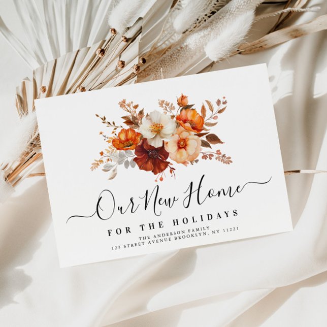 Boho fall floral New address Postcard (Creator Uploaded)