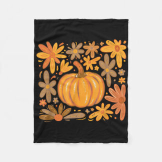 Boho Fall Floral Pumpkin, Autumn Pumpkin, Fall Lea Fleece Blanket
