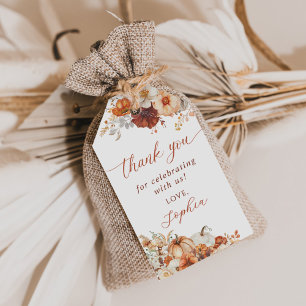 Boho Fall Floral Pumpkin Baby Shower Gift Tags