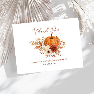 Boho Fall Floral Pumpkin Bridal Shower Thank You Card