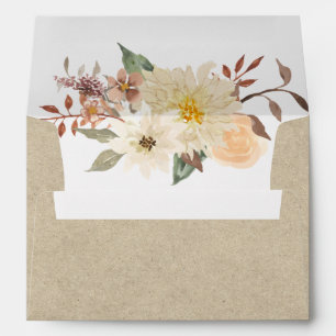 BOHO Fall Floral Watercolor Autumn Leaves Kraft Envelope