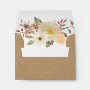 BOHO Fall Floral Watercolor Leaf Foliage RSVP Envelope