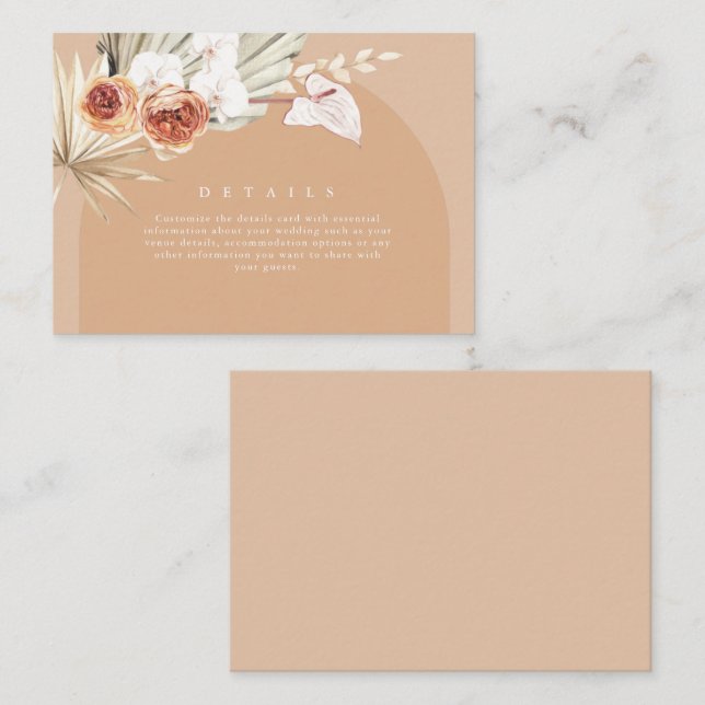 Boho Fall Floral Wedding Details Enclosure Card (Front/Back)