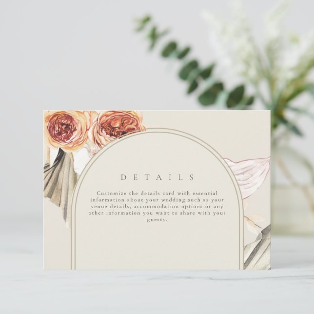 Boho Fall Floral Wedding Digital Details Invitation (Standing Front)