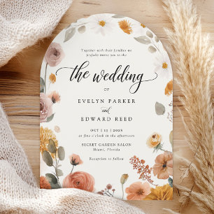 Boho Fall Floral Wedding Invitation