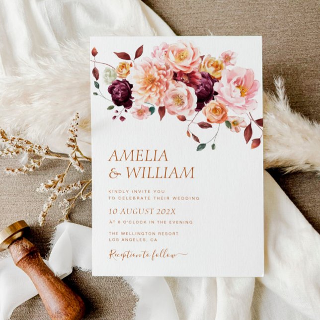 boho fall florals wedding Invitation (Creator Uploaded)