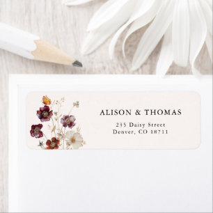 Boho Fall Florals Wedding Return Address Label