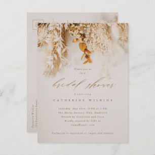 Boho Fall Flowers Wedding Bridal Shower Invitation Postcard