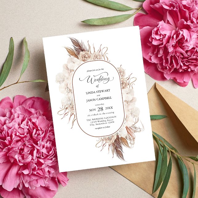 Boho Fall Flowers Wedding Invitation (Creator Uploaded)