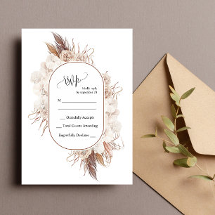Boho Fall Flowers Wedding RSVP Card