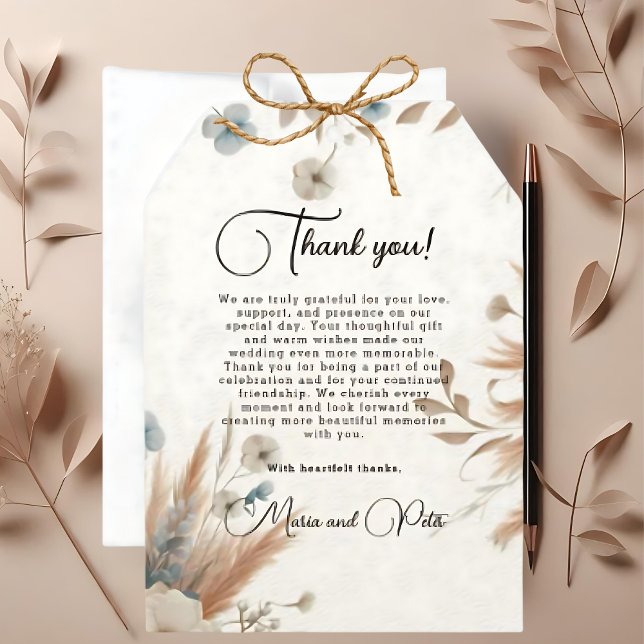 Boho Fall Flowers Wedding Thank You Card (Creator Uploaded)