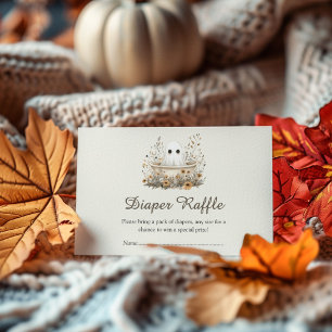 Boho Fall Ghost Baby Shower Diaper Raffle Enclosure Card