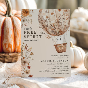 Boho Fall Ghost Wildflower Halloween Baby Shower Invitation