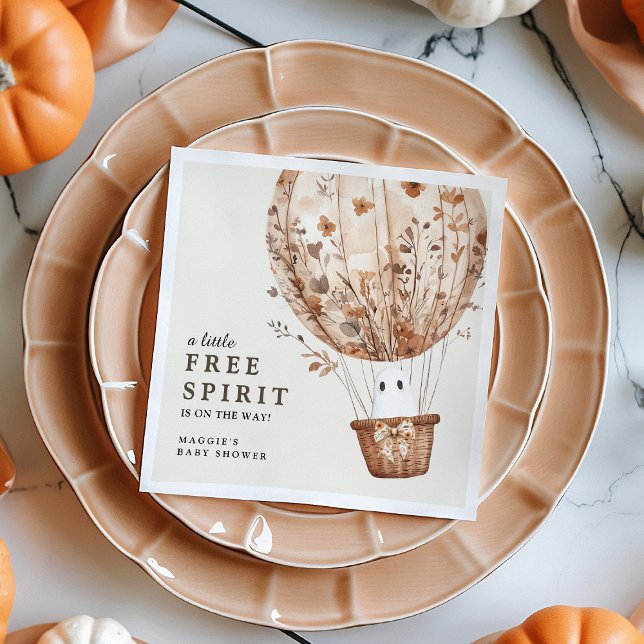 Boho Fall Ghost Wildflower Halloween Baby Shower Napkin (Creator Uploaded)