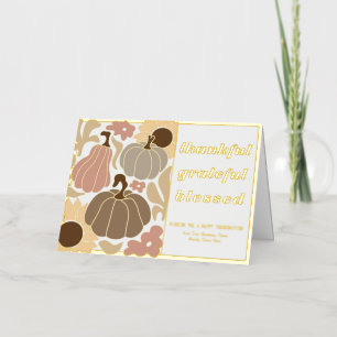Boho Fall Grateful Thankful Blessed Thanksgiving Foil Greeting Card