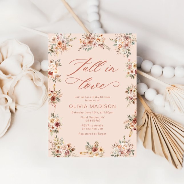 Boho Fall in Love Floral Baby Shower Invitation (Creator Uploaded)