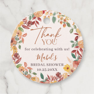Boho Fall In Love Painted Floral Thank You Favour Tags