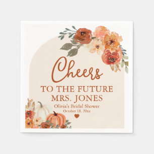 Boho Fall in Love Pumpkin Future Mrs Bridal Shower Napkin