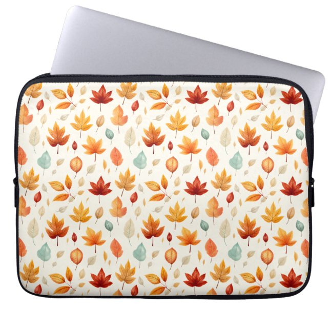 Boho Fall Leave Pattern Autumn's Beauty with Style Laptop Sleeve (Front)