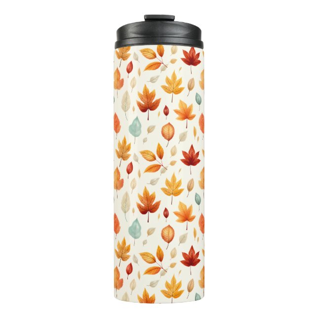 Boho Fall Leave Pattern Autumn's Beauty with Style Thermal Tumbler (Front)