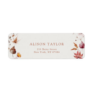 Boho Fall Leaves Terracotta Bridal Shower Address Return Address Label