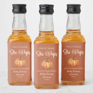 Boho Fall Little Pumpkin Baby Shower Favour Liquor Bottle Label