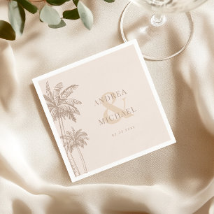 Boho Fall Palm Trees Ampersand Beach Wedding Napkin