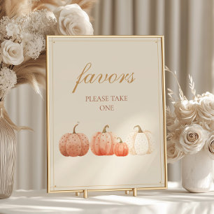 Boho Fall Polka Dot Pumpkins Baby Shower Favor Poster