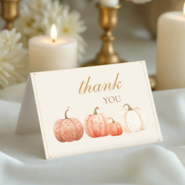Boho Fall Polka Dot Pumpkins Baby Shower Thank You Card (Creator Uploaded)
