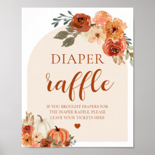 Boho Fall Pumpkin Baby Shower Diaper Raffle Sign